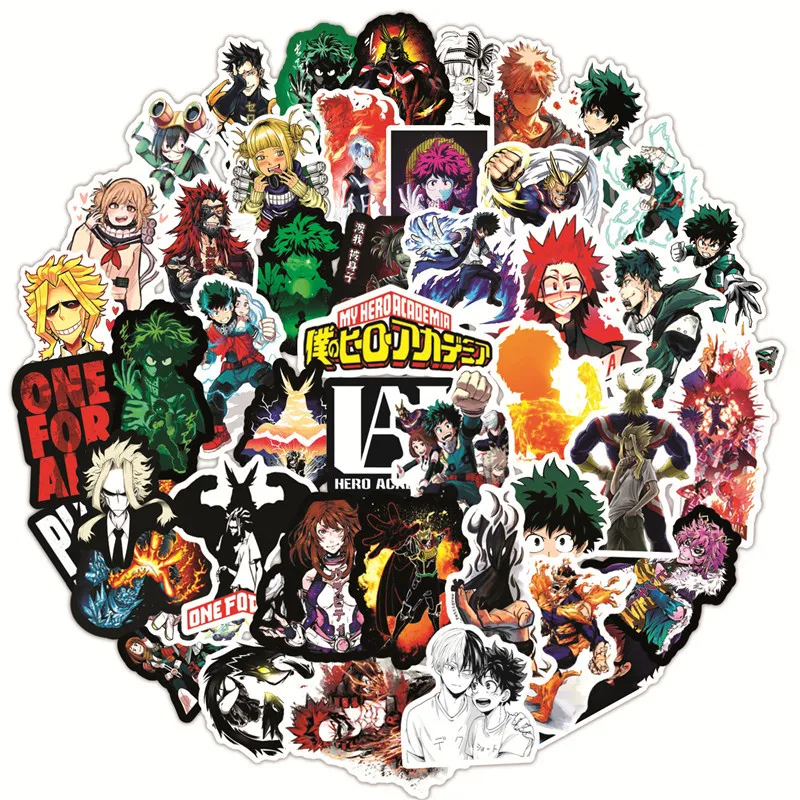 50pcs My Hero Academia Series Graffiti Stickers Suitable for Helmets Desktop Wall Decoration DIY Sticker Pack Wholesale