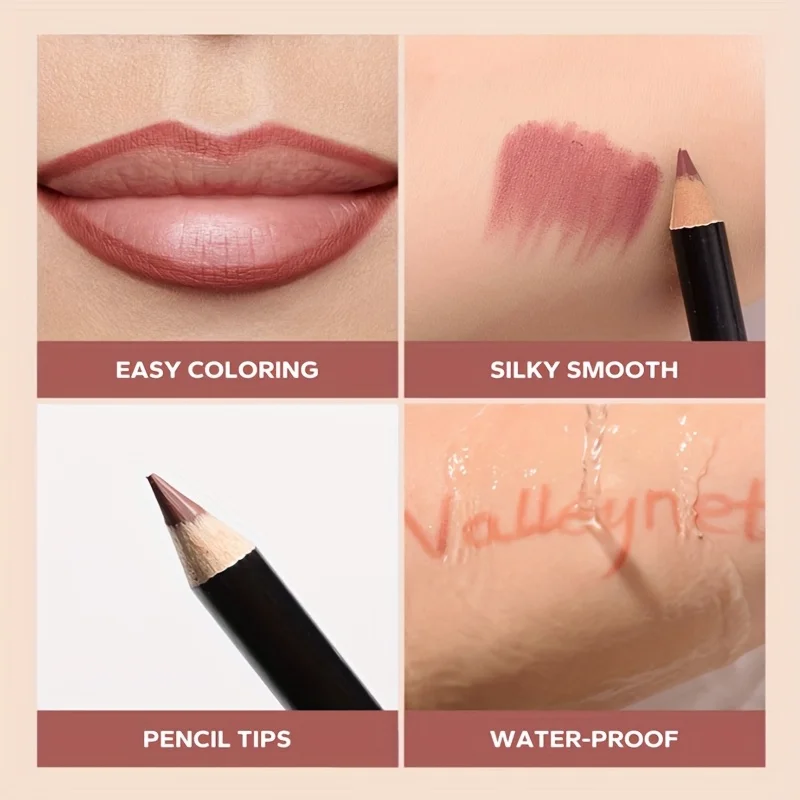 Matita per labbra opaca da 4 pezzi/set a lunga durata, resistente al trasferimento e a prova di sbavature |   Combinazione labbra altamente pigmentata e con finitura vellutata