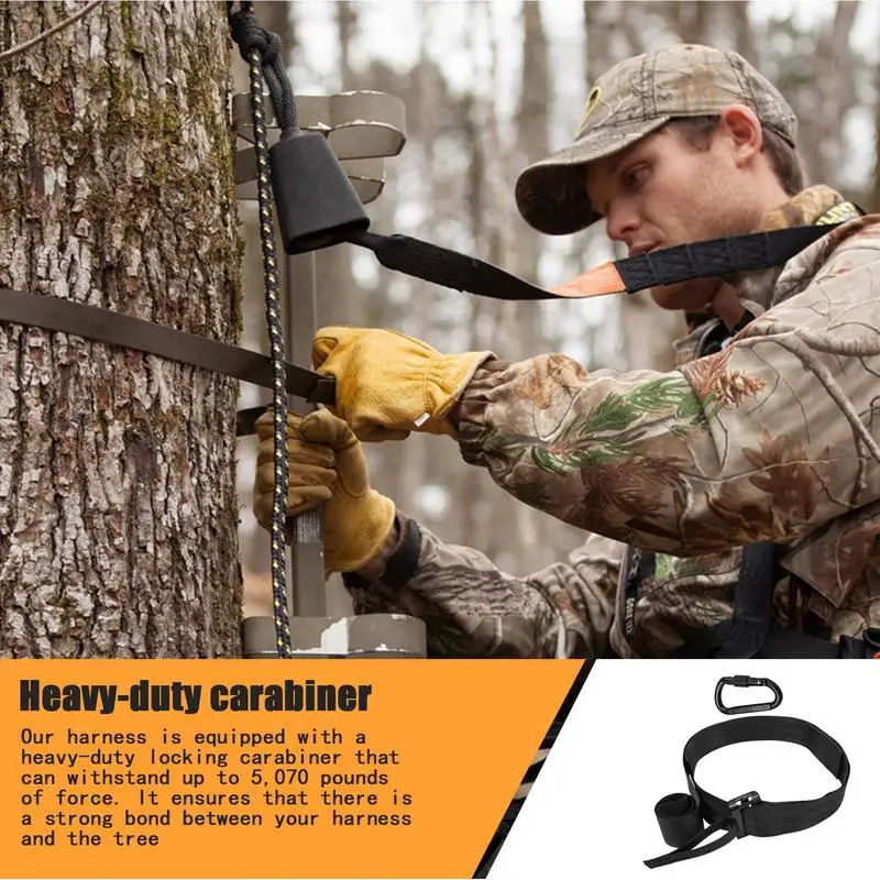 Tree Stand Harness Strap Treestand Safety Harness With Locking Carabiner Hook For Hunting Fall Protection Tree Strap Tree Stand