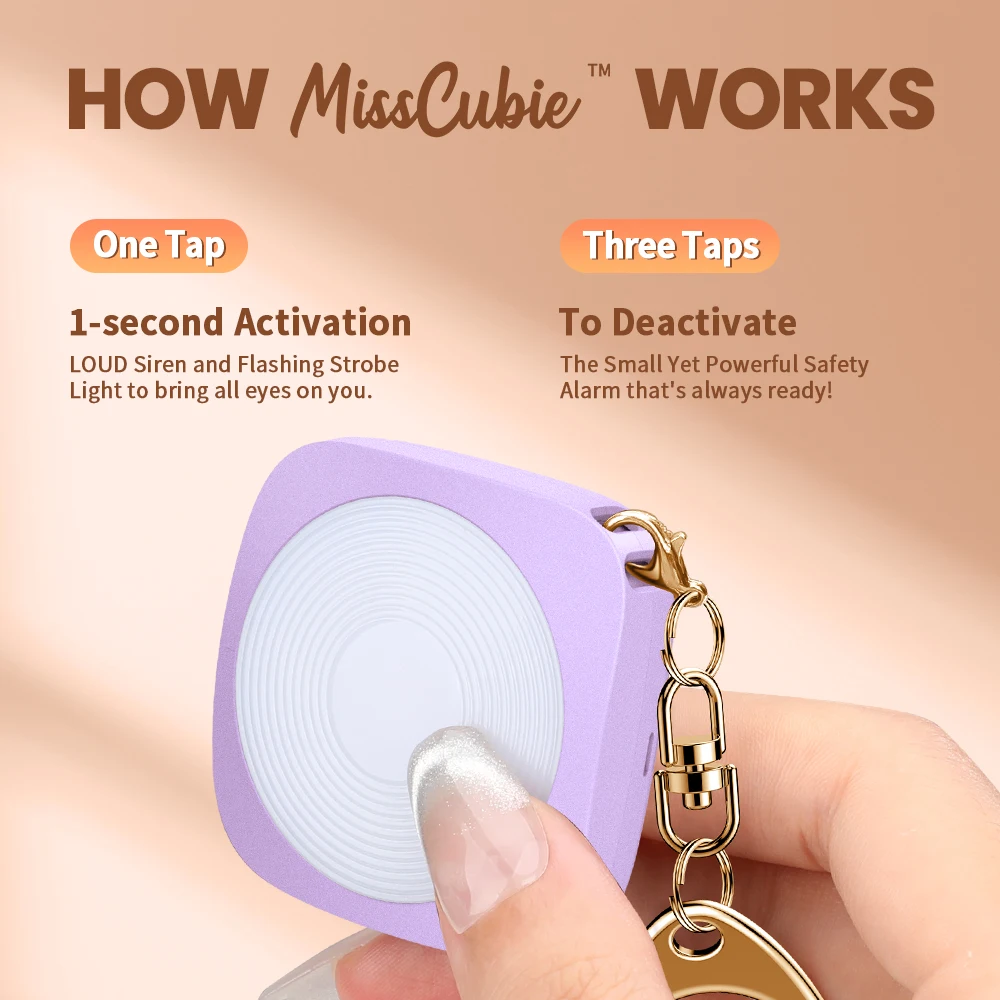 New Personal Self Defense Alarm With Night Lighting Press Or Tap Alarm Red Blue Flashing Cycling Warning Light Type-C Charging