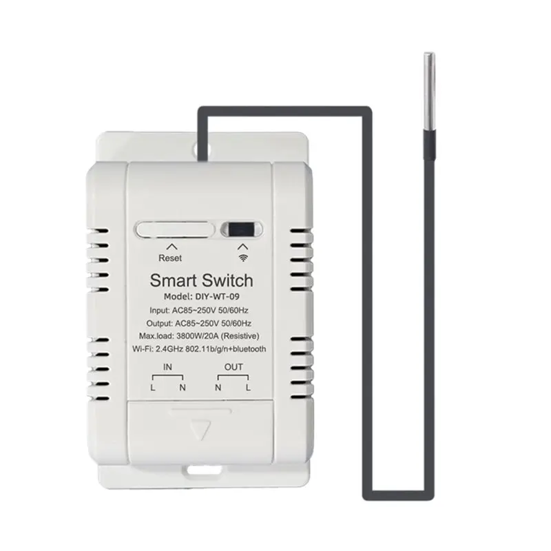 QWE-4X Wifi Temperature Switch With 1M Sensor Ewelink Smart Wifi 20A Thermostat Temperature Switch Supports Voice Control