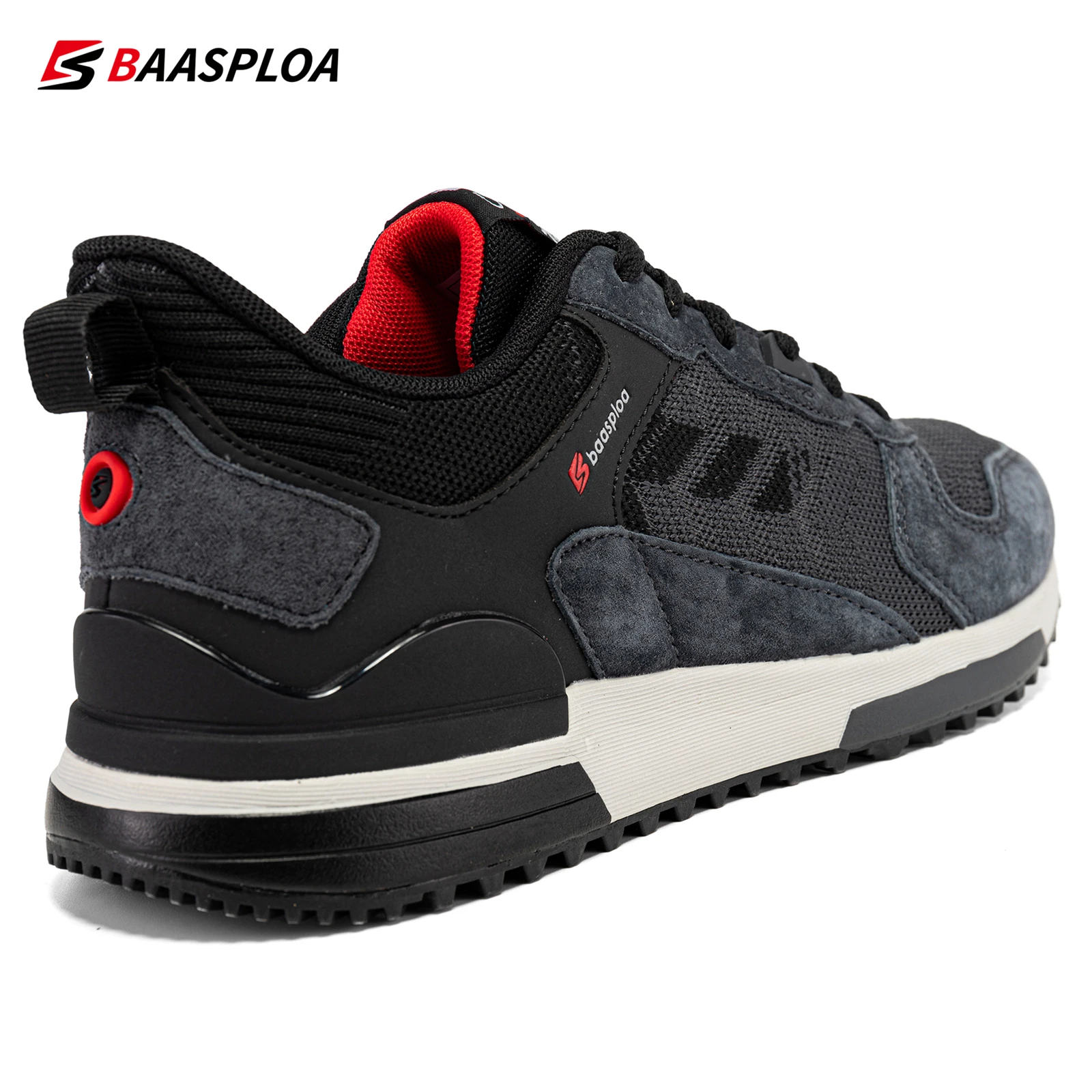 Baasploa Men Walking Shoes Mesh Breathable Casual Sneakers Men Comfort Lace-Up Sport Shoes Male Non-Slip Outdoor