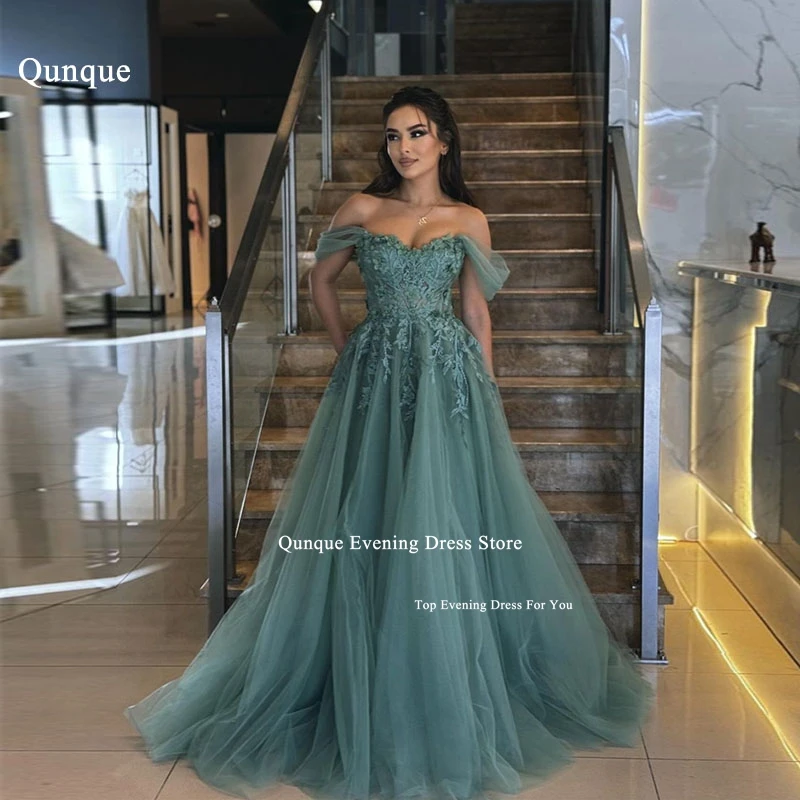 Qunque Lace Appliques Evening Dress Party Dress Luxury Beadings Gala Dress Elegant Vestidos De Gala Vestidos Femenino Customized