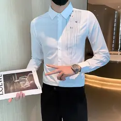 Spring KPOP Fashion Style Harajuku Slim Fit Ropa Hombre Loose Casual All Match Shirt Square Neck Korean Style Long Sleeve Blusa