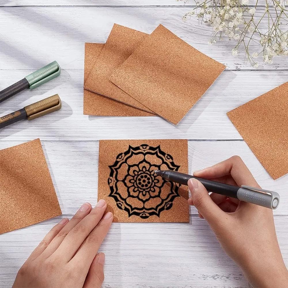 30pcs 100x100mm Square Self-Adhesive Cork Sheets, Reusable Cork Backing Sheets for Wall Decoration, Party and DIY Crafts