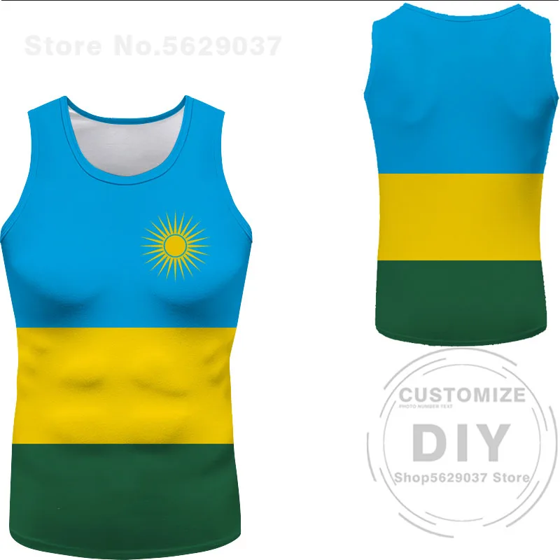 Rwanda Vest Free Custom Made Name Rwa Tank Top Nation Flag Rwandan Rwandese French Country Text Print Photo Sleeveless T-Shirt