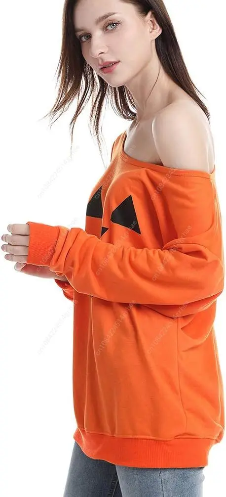 Женские сексуальные толстовки с открытыми плечами на Хэллоуин, пуловеры, костюмы больших размеров