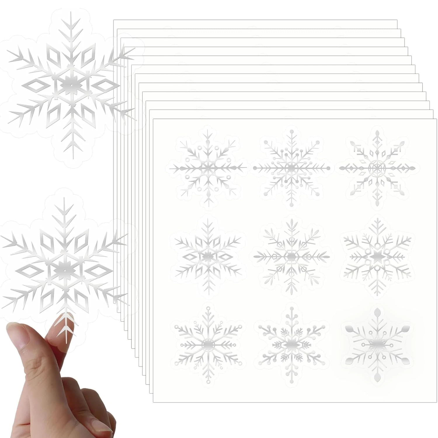 

3,94-дюймовые вырезы в форме снежинки, зимние украшения доски объявлений или 2-дюймовые горячие серебряные наклейки в форме снежинки