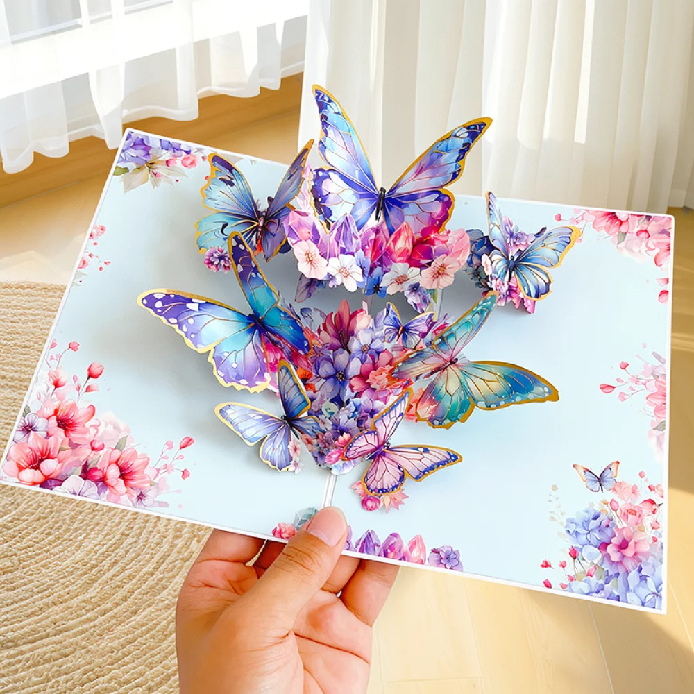 Pop Up Card 3D Flower Bouquet Gift Note For Teacher Birthday Thank You Elegant Paper Craft Decoration Creative Greeting Postcard
