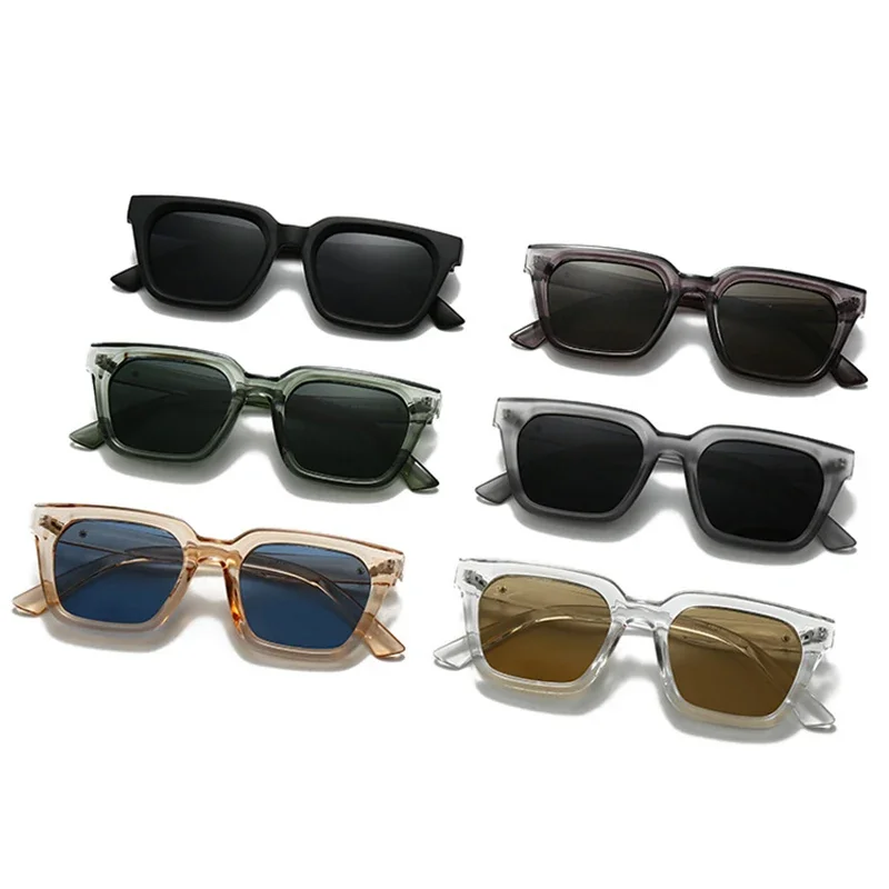 JNPCXI أزياء مربع النظارات الشمسية النساء ظلال UV400 ريترو الشاي الأزرق الرجال تتجه نظارات الشمس