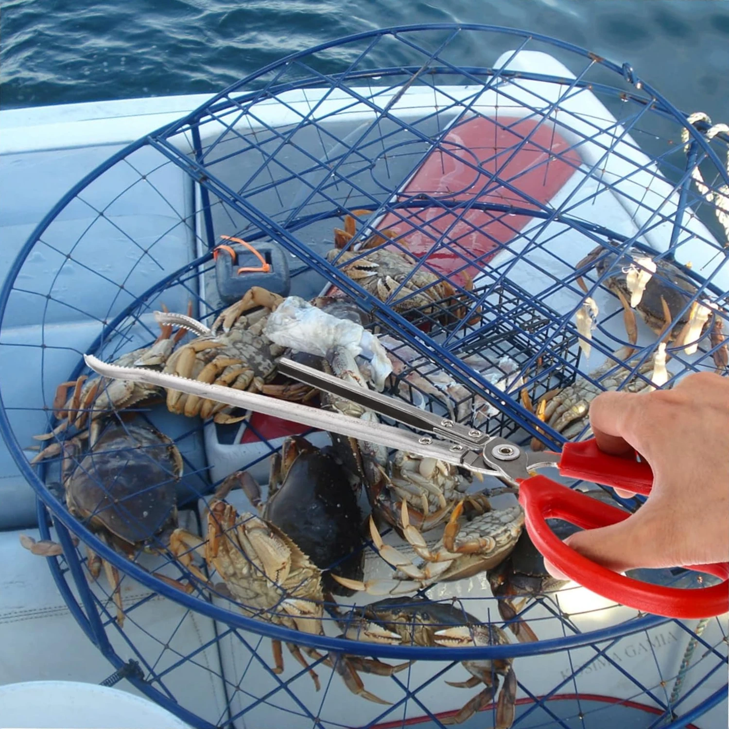 38/52cm Müllzange Krabbenfänger Schmerlenzange Rutschfestes Werkzeug Langer Fischfänger Professionelles Outdoor-Angelzubehör – Detail 2