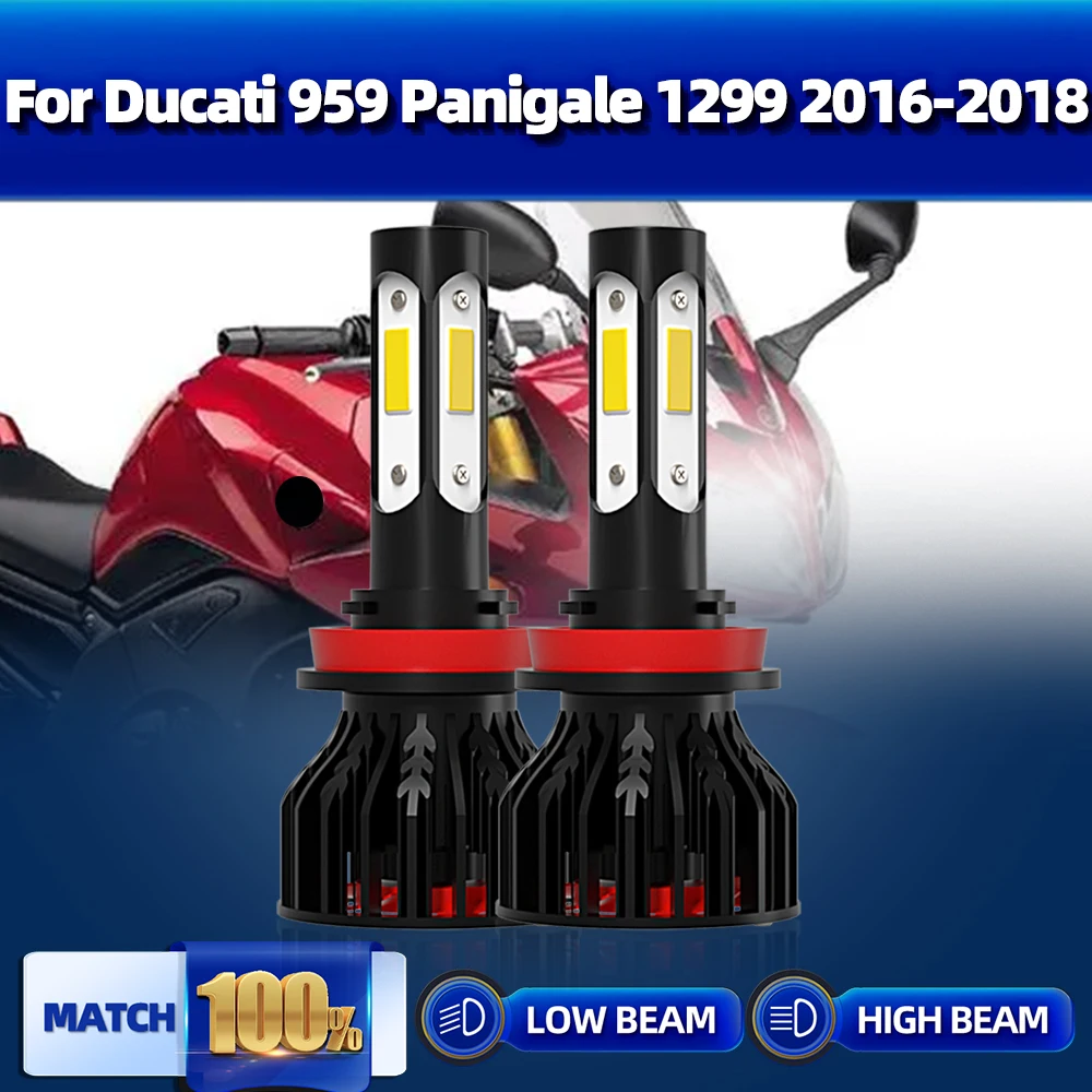 

2Pcs Moto Headlight Bulb H11 LED Light 6000K White Motorcycle Lamp Bulb 12V For Ducati 959 Panigale 1299 2016 2017 2018