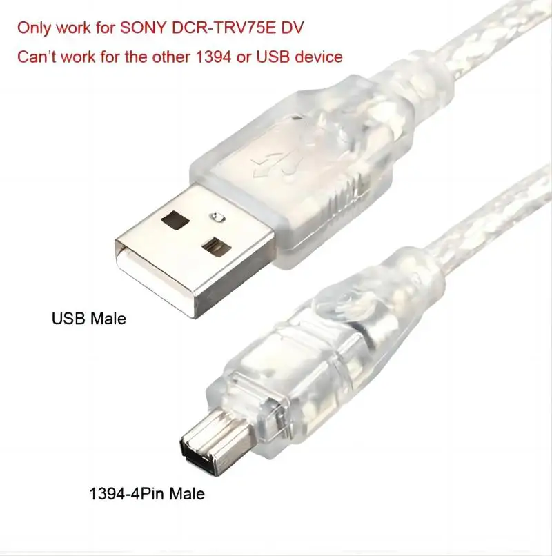 MDR solo para SONY DCR-TRV75E DV Firewire a USB Cable USB 2,0 a Firewire IEEE 1394 4 pines macho iLink Cable plateado 1,2 m
