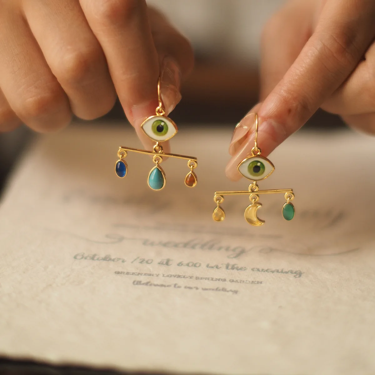 

Niche Euro-American Style Eyeball Pendant Earrings - Artificial Turquoise, Libra, Tassel Ear Cuffs for Women