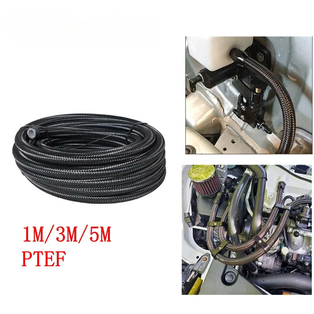 

1M 3M 5M PTFE Oil Hose AN4-AN12 Stainless Steel Universal End Fuel Hose Braided Gas Line Pipe Turbo Oil Cooler Pressure Tube