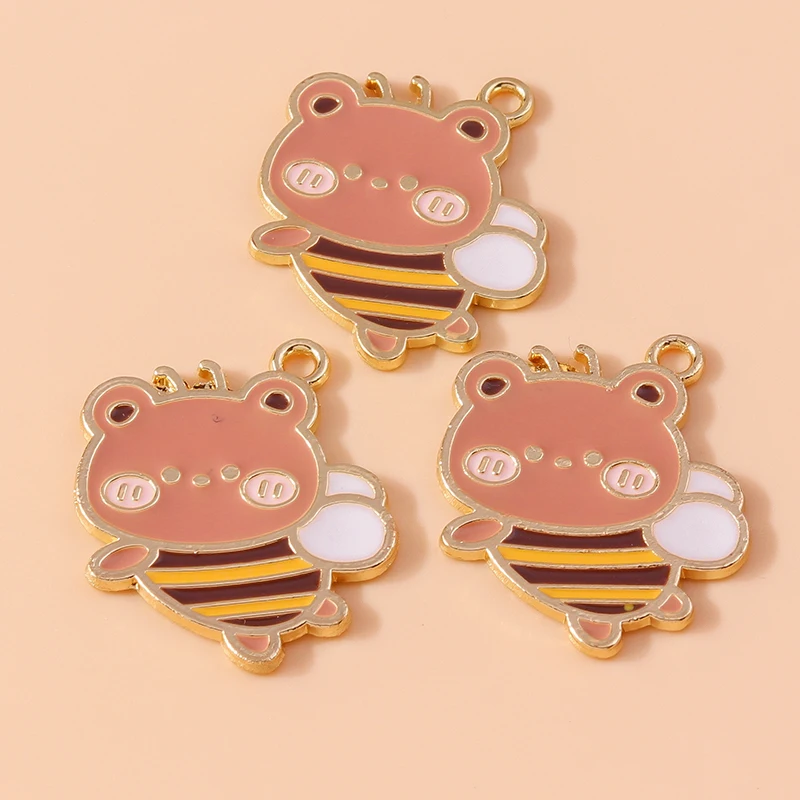 

20pcs 21x25mm Cartoon Enamel Animal Bee Charms Pendants for Jewelry Making Earrings Necklaces Bracelets DIY Crafts Accessories