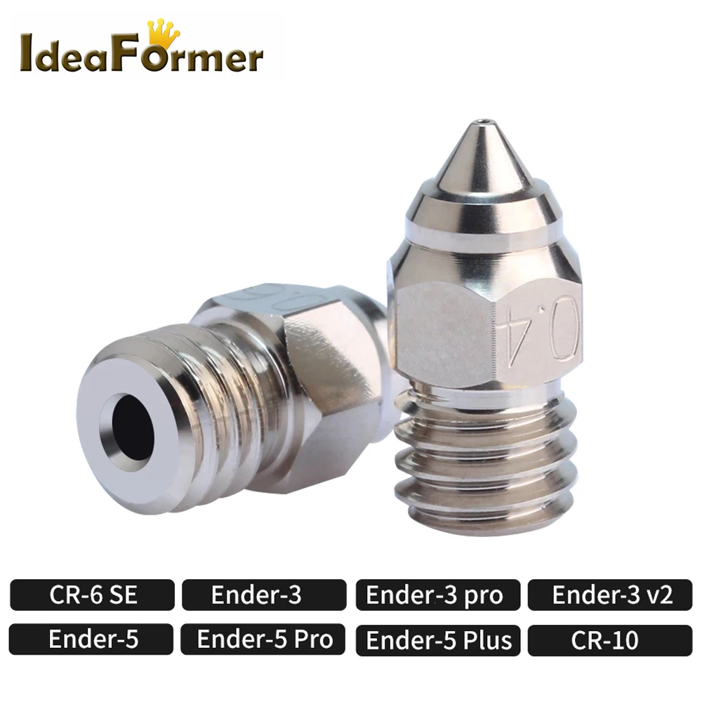 1/2PCS Nozzle 0.4mm Plated Copper Nickel High Temperature Resistance M6 Thread CR6 SE Nozzles For Ender 3 S1 Ender 5 CR10 3D