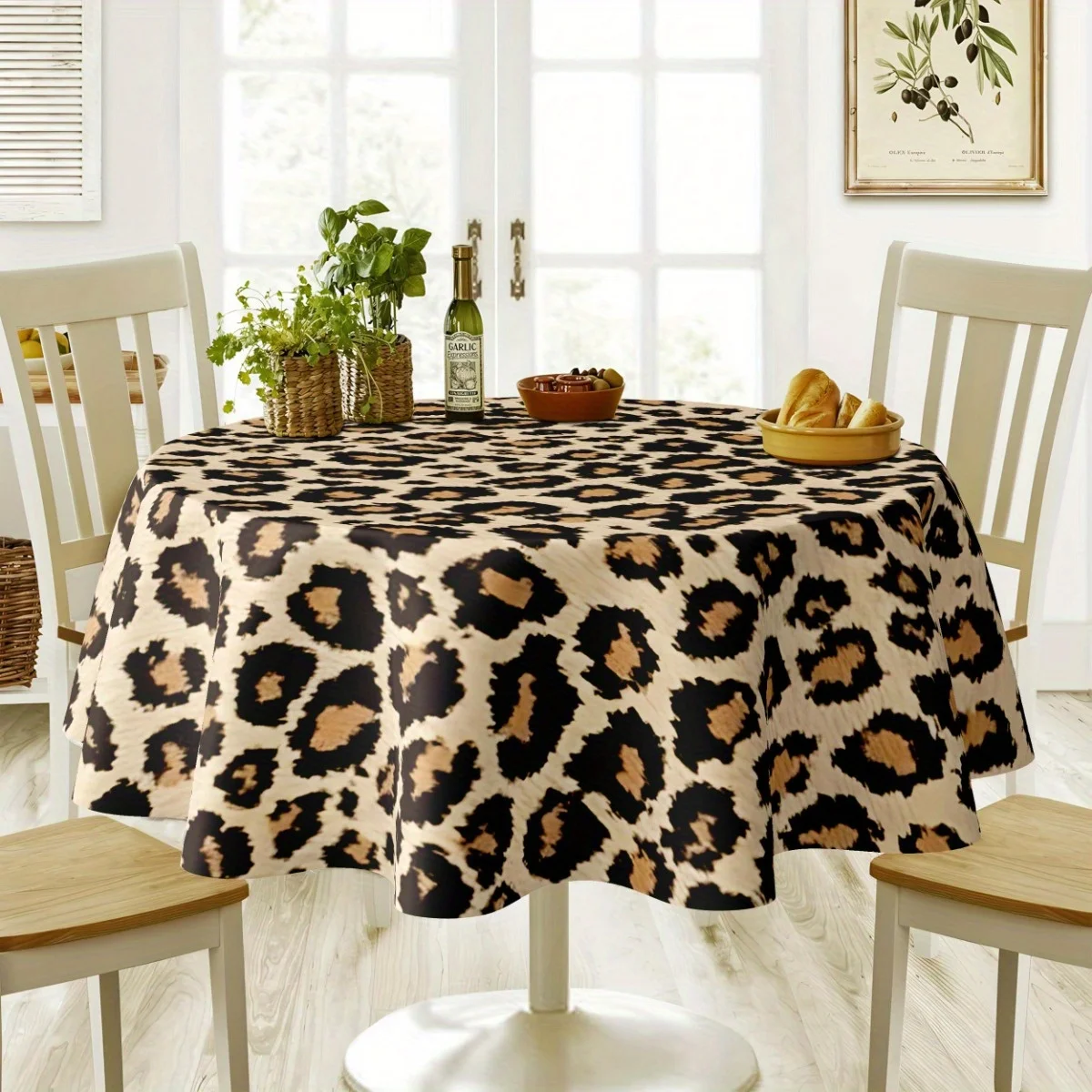 1 pc Rectangular tablecloth 1 piece of leopard-print circular tablecloth used for parties and events