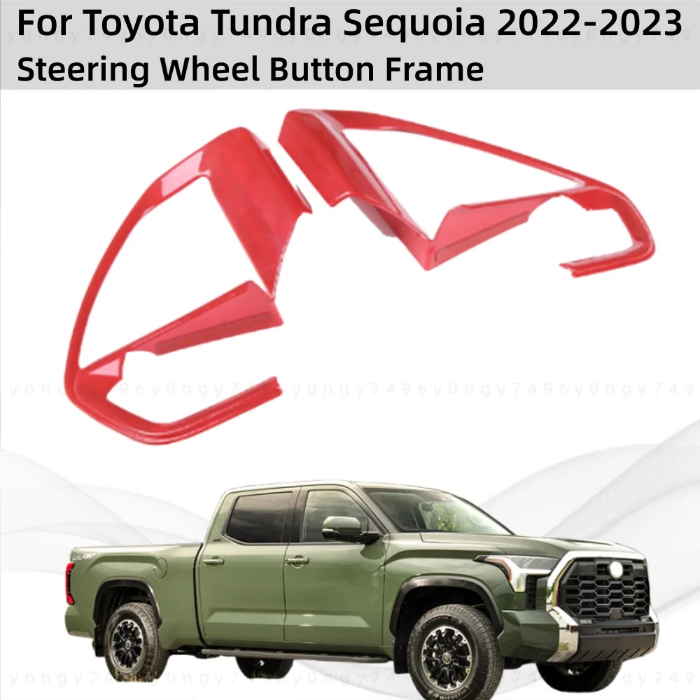 

Car Upgrade Styling Red Steering Wheel Button Frame For Toyota Tundra Sequoia 2022-2023 Modification Decoration Accessories