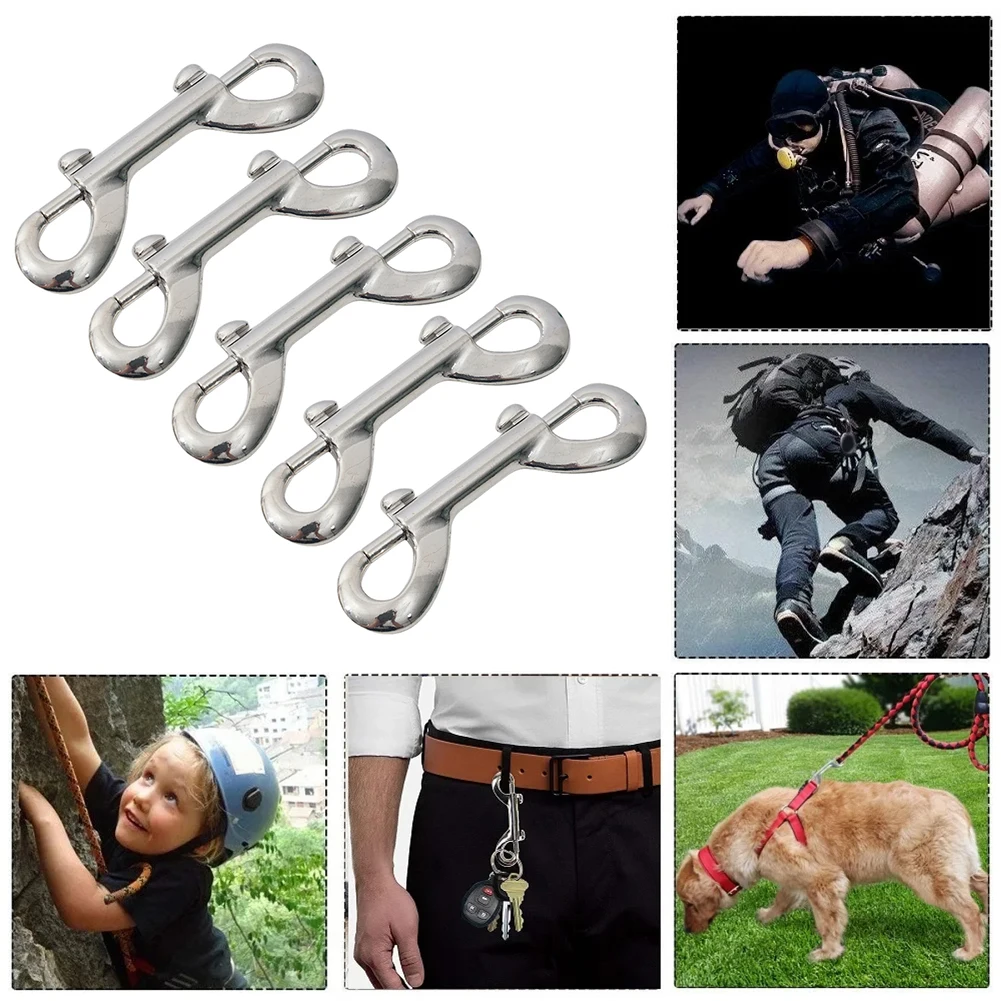 

5PCS Scuba Diving Double End Bolt Snap Hook Clips Zinc Alloy Quick Draw Link Carabiner for Linking Dog Leash Feed Buckets