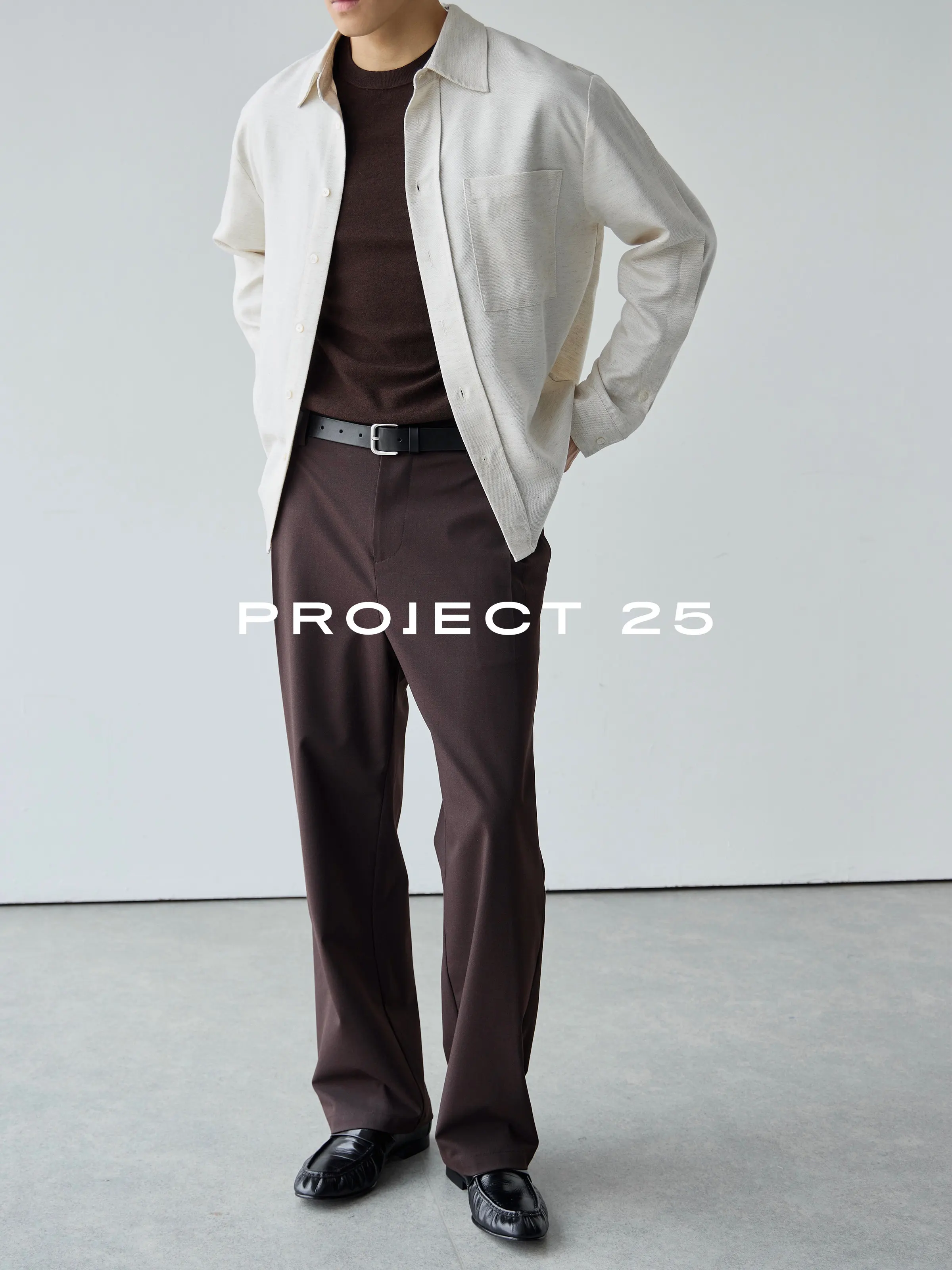 PROJECT 25 Men Tencel Linen Blend Deconstructed Sleeve Shirt Oversized Relaxed Silhouette Casual Loose Long Sleeve Shirt