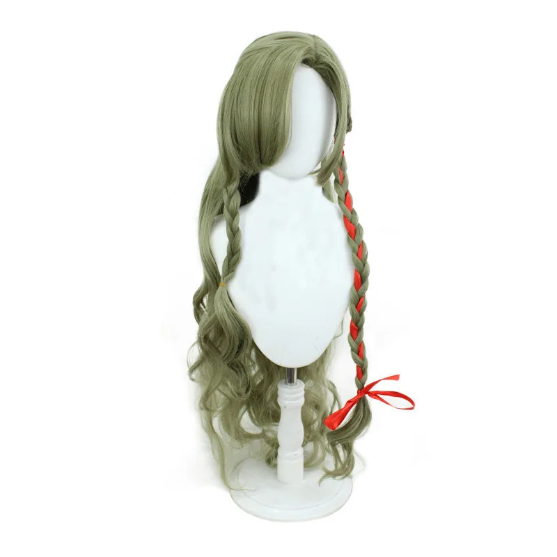 Peluca COS de 1 pieza, pelo largo, ondas grandes, giro trenzado lateral