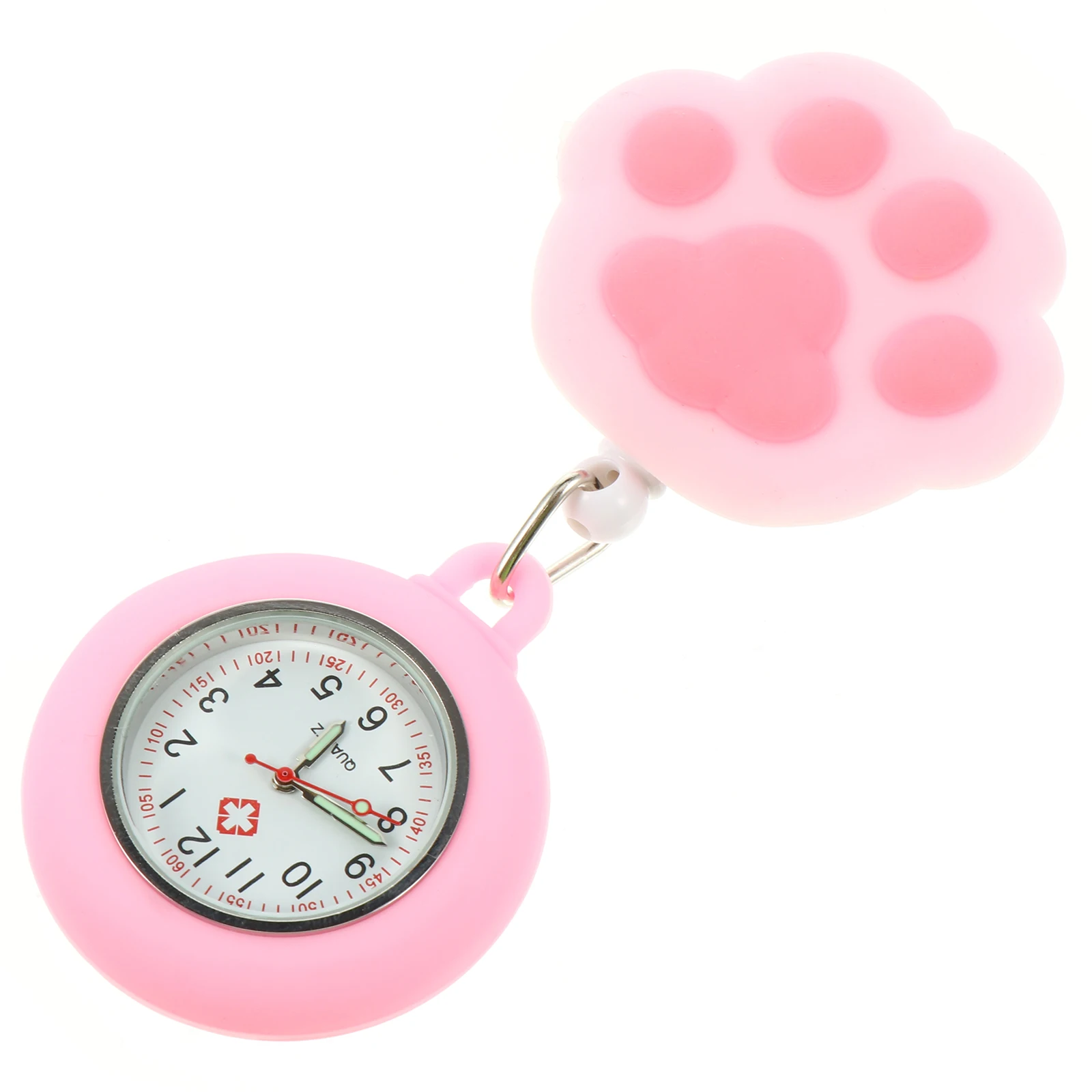 Nurse Watch Pocket Watches Clip on Quartz Luminous Portable Cat Paw Number Rope Durable Safe