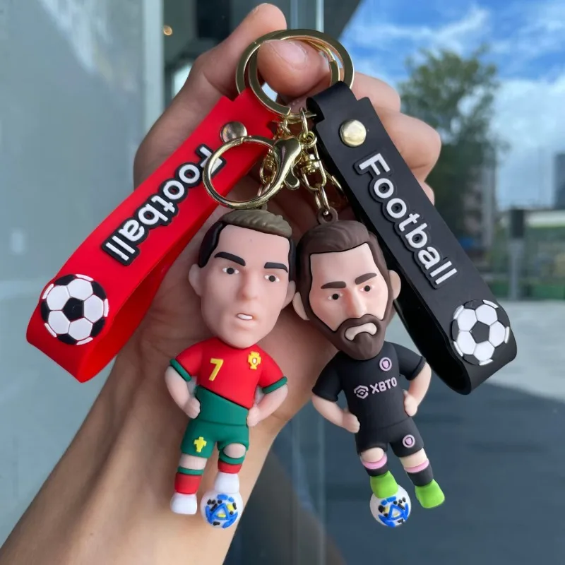 Cartoon football keychain Mbappe Harland Messi doll pendant bag car key chain small gift