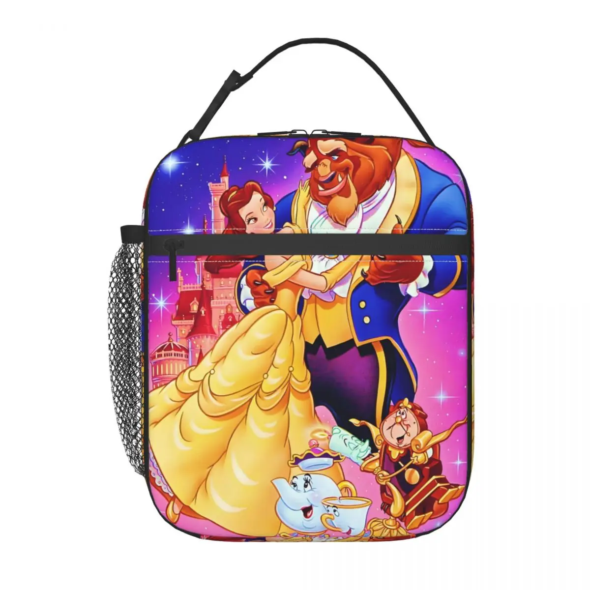 

Custom Belle Beauty And The Beast Insulated Lunch Bag for Cooler Thermal Bento Box Kids School Children Portable Tote Bags
