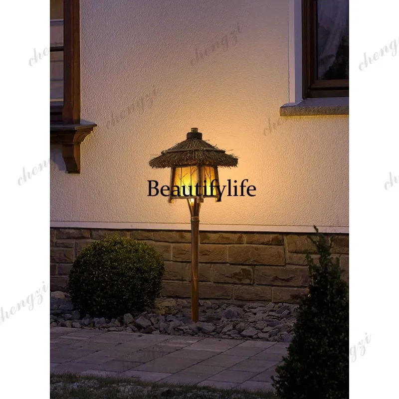 HR Antique Chinese style, outdoor camping homestay high pole lamp street lamp retro scenic waterproof garden lamp