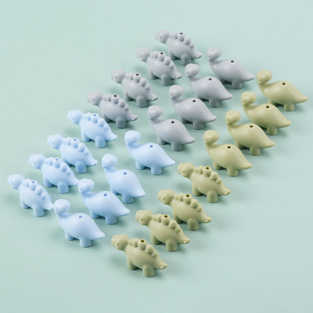 LOFCA 24Pcs food grade mini silicone dinosaur beads Cute cartoon Rodent BPA-Free Teething necklace Care DIY jewelry toys