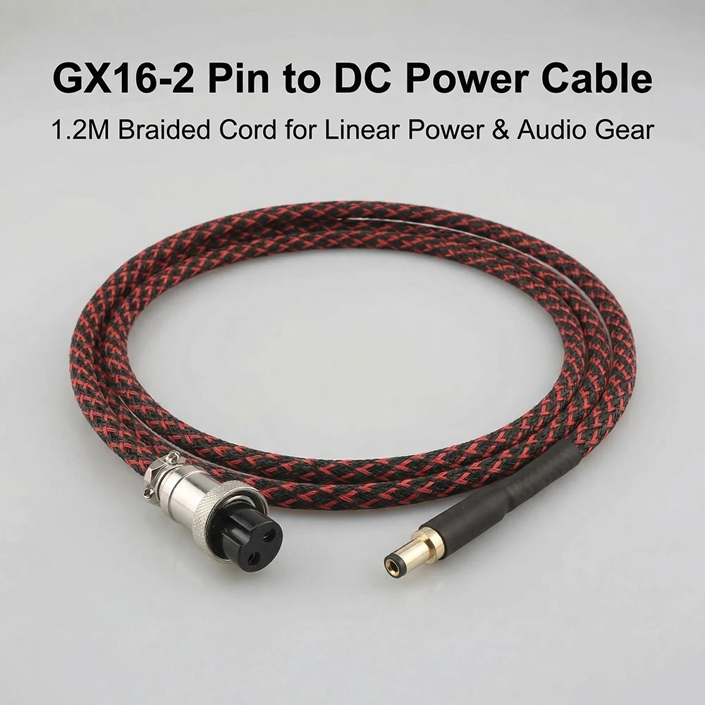 GX16-2 Pin auf 5,5*2,5MM Reinkupferkabel AC/DC Phono-Verstärker Lineares Netzteil-Ausgangskabel