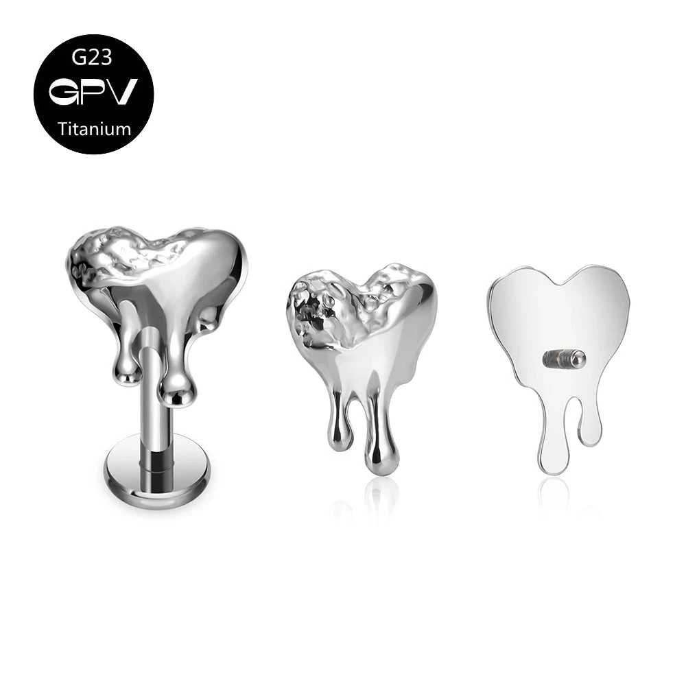 ASTM G23 Titanium Ear Cartilage Nails Fluid Heart Skull Lollipop Gothic Ear Nails Male and Female Perforated Jewelry Lip Nails - view 5