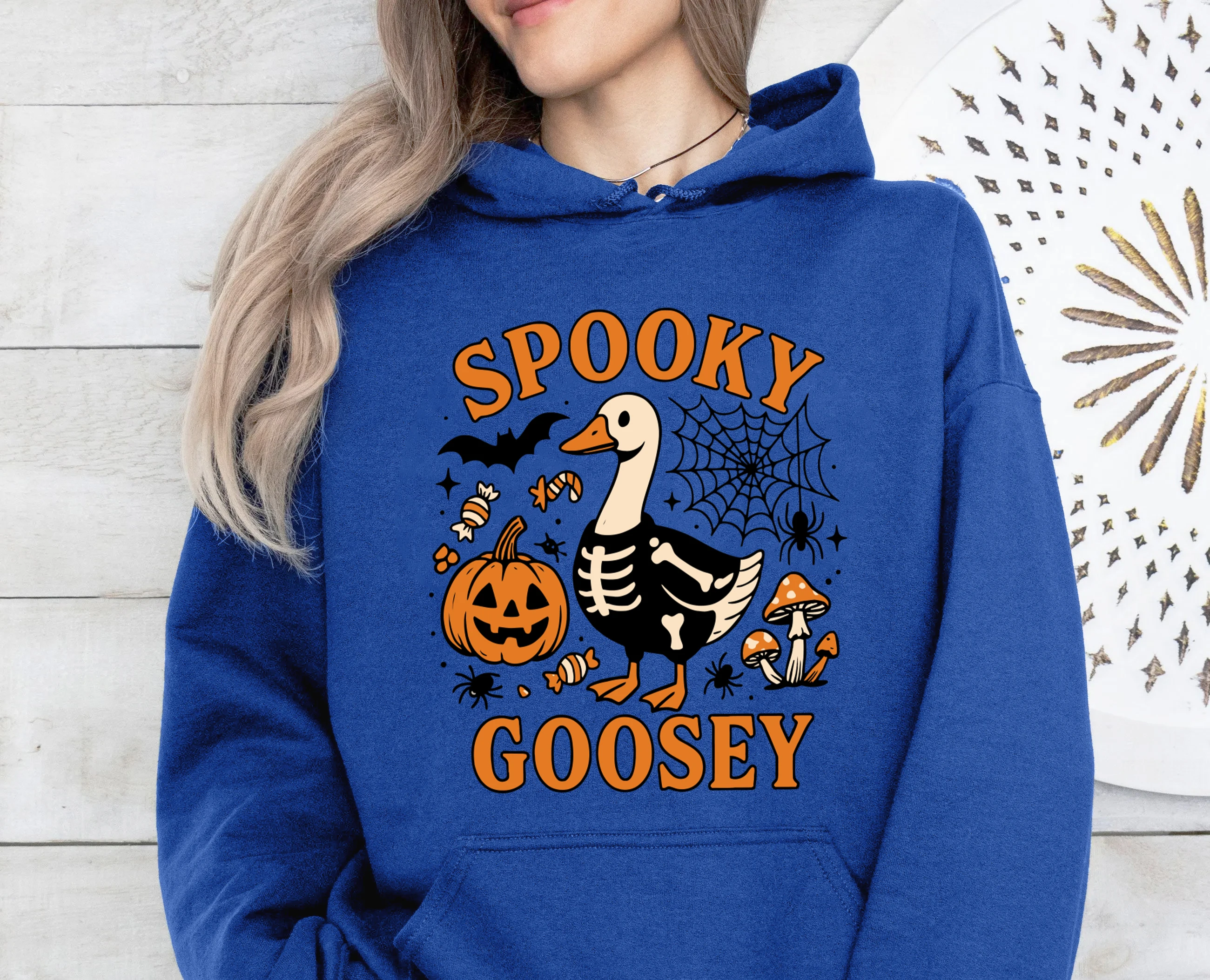 Halloween assustador ganso design moletom feminino hip hop moda esportiva crewneck velo pullovers casual roupas soltas