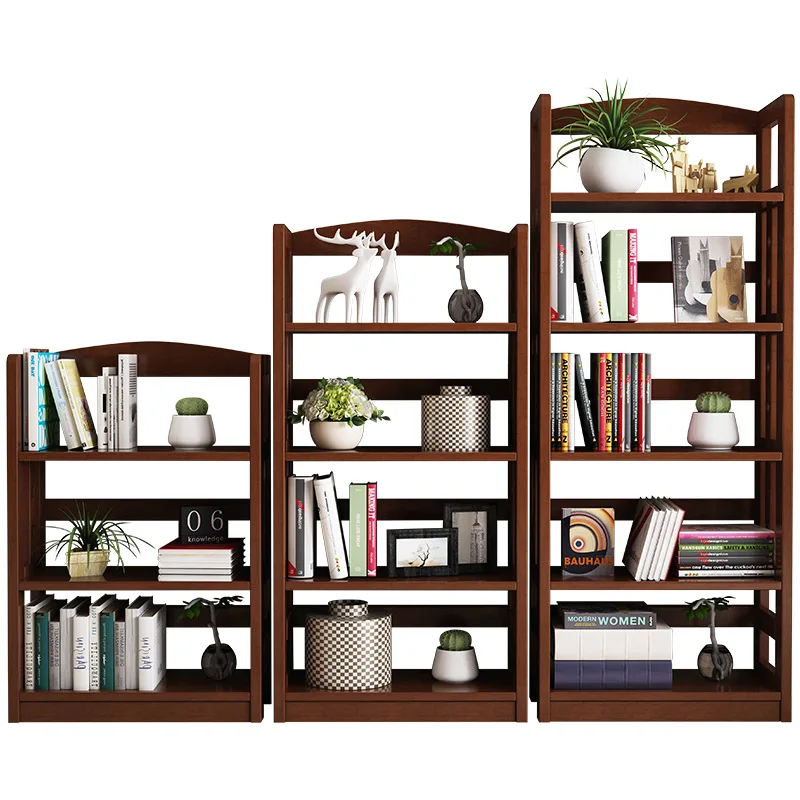 

Solid wood floor-to-ceiling bookshelf combination, modern minimalist bookcase, student shelf, creative flower stand