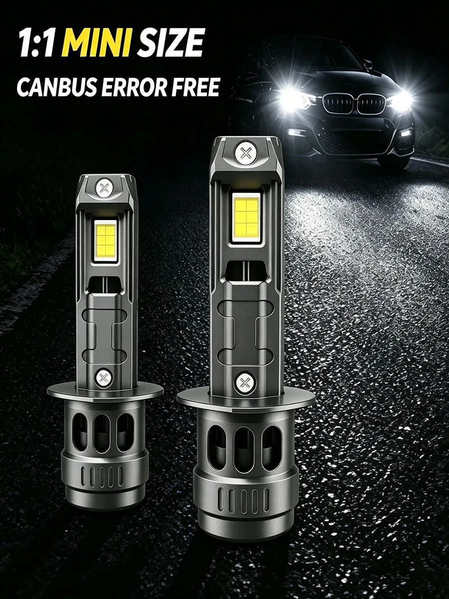 Carshark X8 H1 H3 LED-Scheinwerfer Canbus 8000LM 55W 7035 Csp 1:1 Mini Plug-and-Play Auto-Lampe Eis-Auto-Nebelscheinwerfer mit Turbo-Lüfter