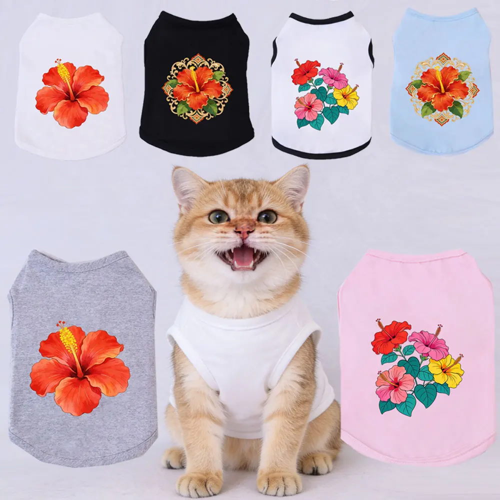 

Cat Aummer Vest Hibiscus Pattern Comfortable Material Cats & Dogs Parties Clothes Suitable For Persian ,Siamese cats