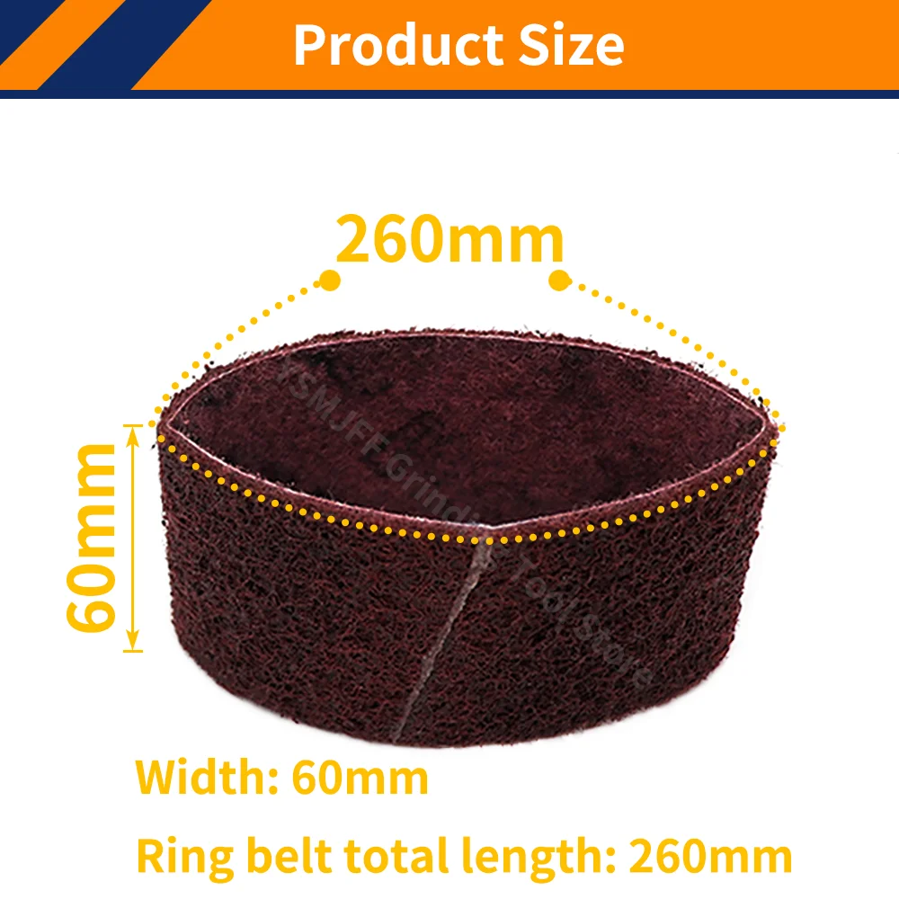 4PCS 260*60mm Non-woven Nylon Abrasive Sanding Belt 150-600Grit Very Coarse to Fine for Stainless Steel Metal Striping Deburring