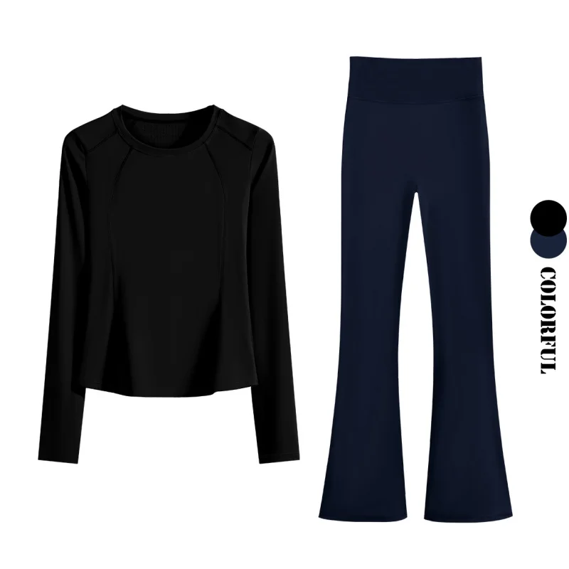 DRUR Yoga Set 2 Piece Long Sleeve Gym Tops Leggings Women Tracksuit Autumn Winter Sportswear 2pcs Breathable Fitness Outfit New