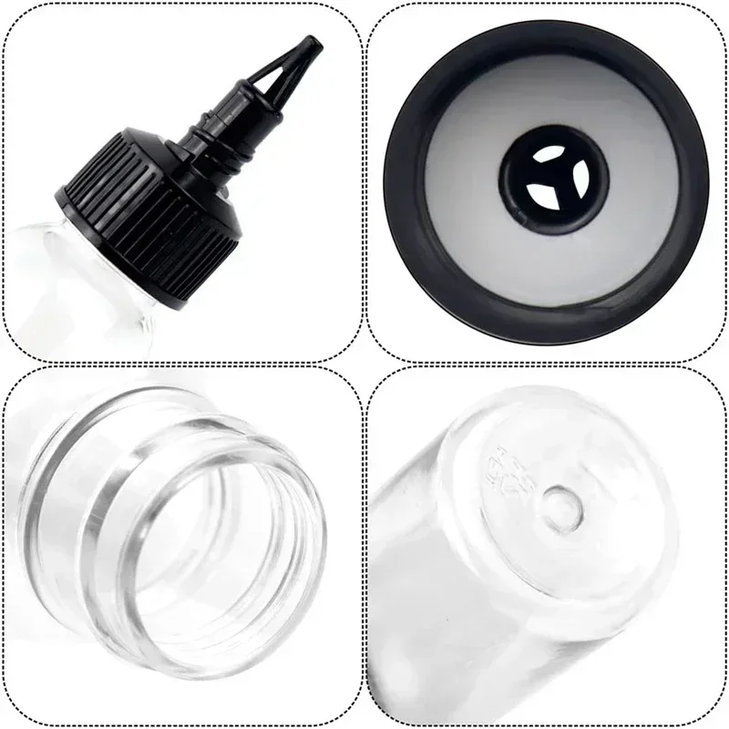 10Pcs 30ml-120ml Clear Plastic Squeeze Bottle With Black Twist Cap Empty Travel Dropper Bottles Container For DIY Tattoo Ink