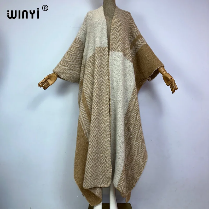 2023 nova winyi inverno feminino vento escuro luxo longo casaco de pele solto grosso quente casacos femininos sobre o topo poncho vestido manto kaftan