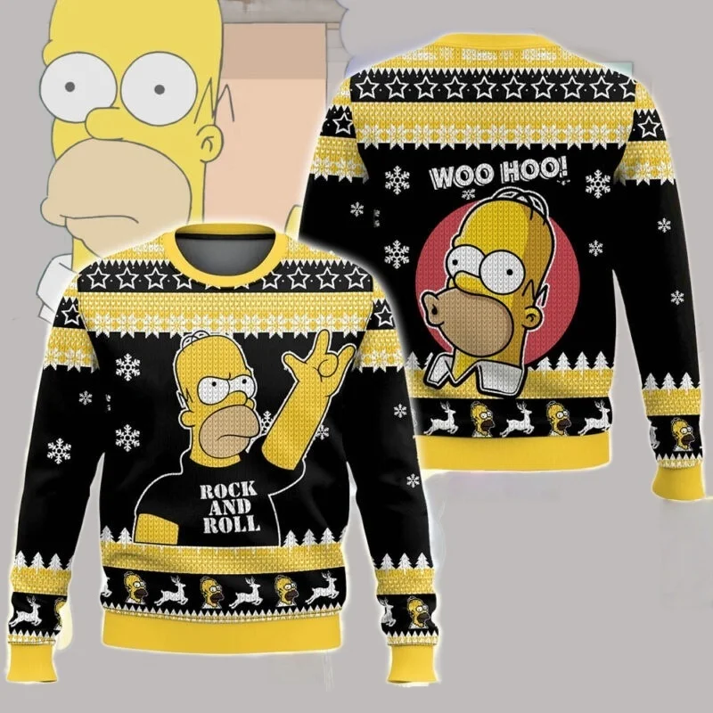 Homer Jay Marge familia feo suéter de Navidad Bart JoJo divertido jersey de fiesta de vacaciones cálido y acogedor regalo de Navidad familiar a juego 2026