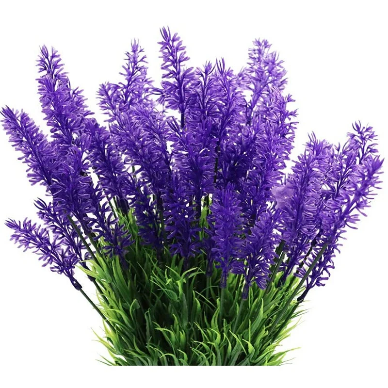 10 Bundles Artificial Flowers-Lavender Flowers, Outdoor UV Resistant Fake Flowers, No Fade Faux Plastic Flowers