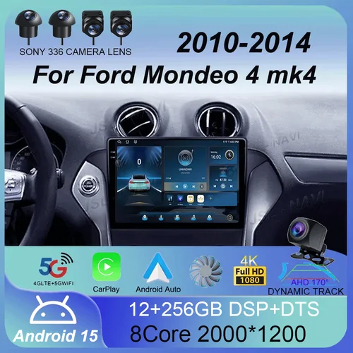 Android 15 Radio de coche Carplay Auto para Ford Mondeo 4 mk4 2010 - 2014 navegación GPS reproductor Multimedia estéreo wifi + 4G BT vídeo DVD
