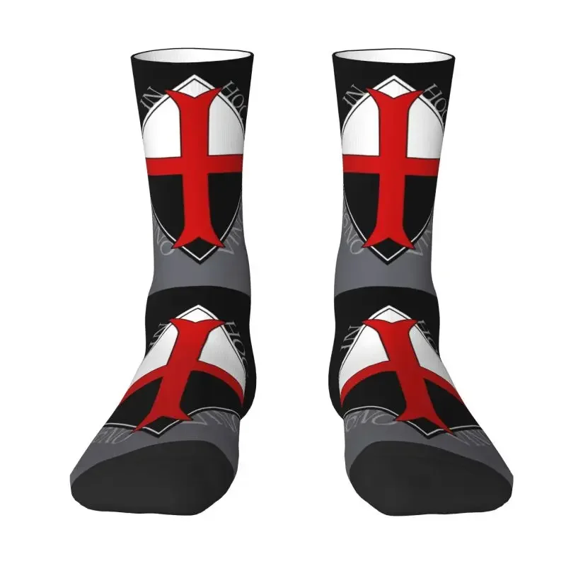 Knights Templar Medieval Emblem Mens Crew Socks Unisex Novelty Vult Cross Spring Summer Autumn Winter Dress Socks