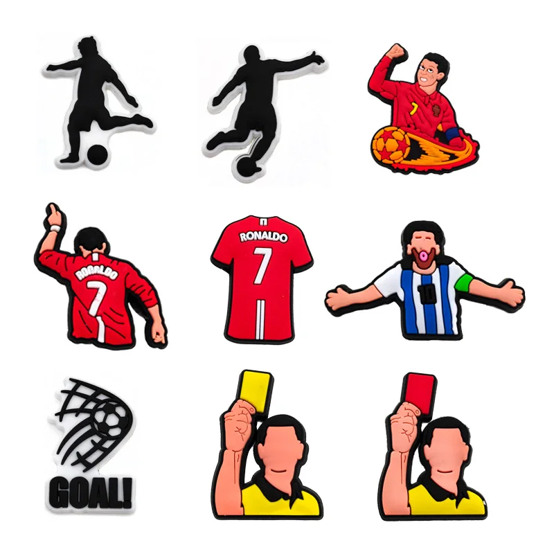 Football Series 1PCS Cartoon Sports Star Shoe Charms DIY Soccer Accessories Fit Sandals Decorate Kids Boy Men Party Unique Gifts