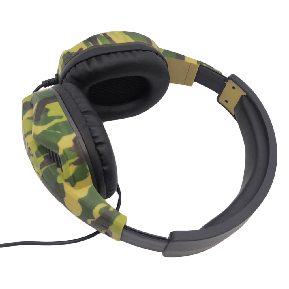 

Camouflage Gaming Headset For Computer Game Machine Gamer Headphone Microphone Green Lightweight Pu Realistic Bass