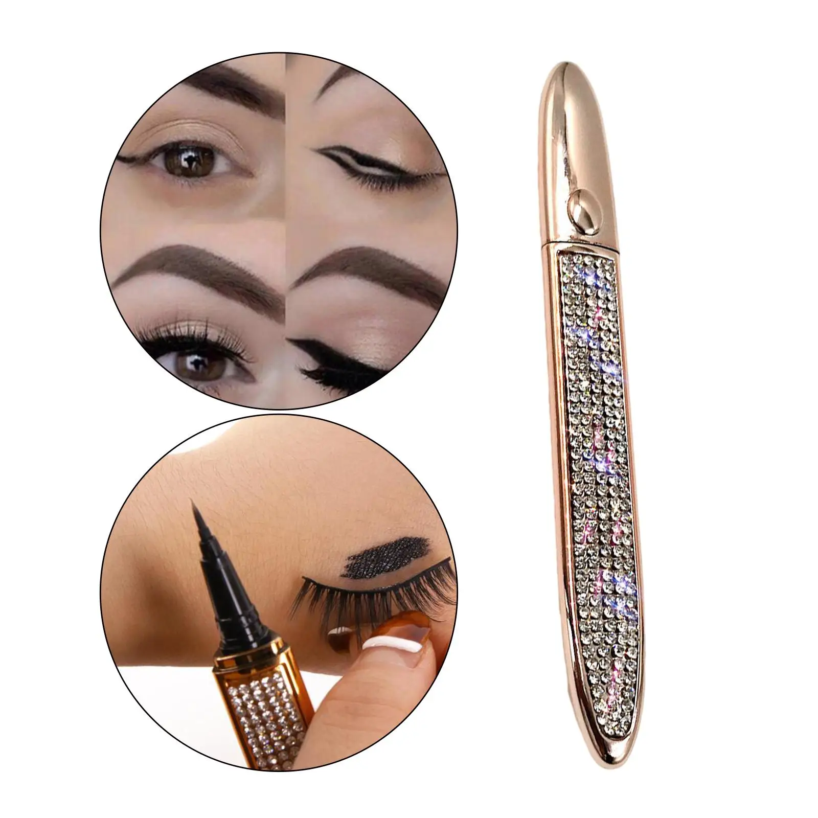 Quick Drying Diamond Glitter Eyeliner Pen Waterproof Self-adhesive Pencil for Silk Strip Eyelashes Eye Makeup