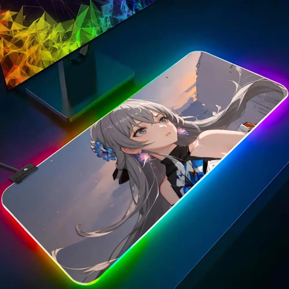 bronya rand Mouse Pad RGB Gaming Mousepad Big LED Pad PC Desk Mat Luminous Mouse Pad Large Keyboard Mats Table Rug With Backlit