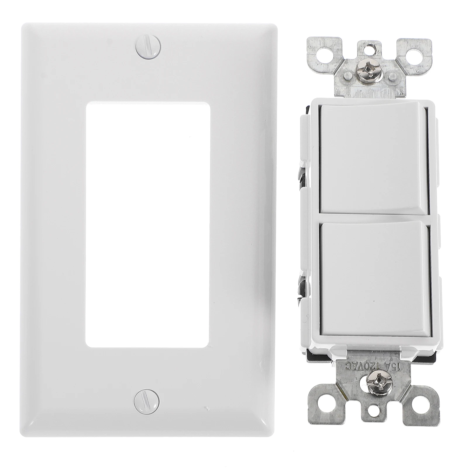 

Double Rocker Switch 10A 120V 2 Independent Switches White UL Certified Wall Cover High Durability Flexible